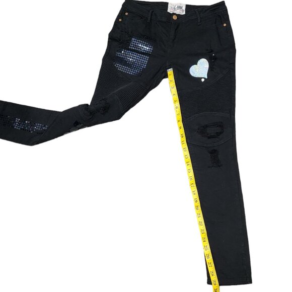 Soho Babe Skinny Distressed Moto Mid Rise Jeans Size 11 - Picture 11 of 12